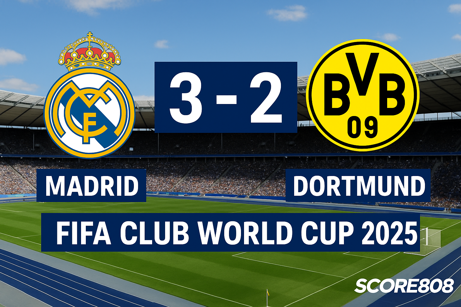 FIFA Club World Cup 2025: Real Madrid Tundukkan Dortmund 3-2 – Score808 Sajikan Statistik Lengkap