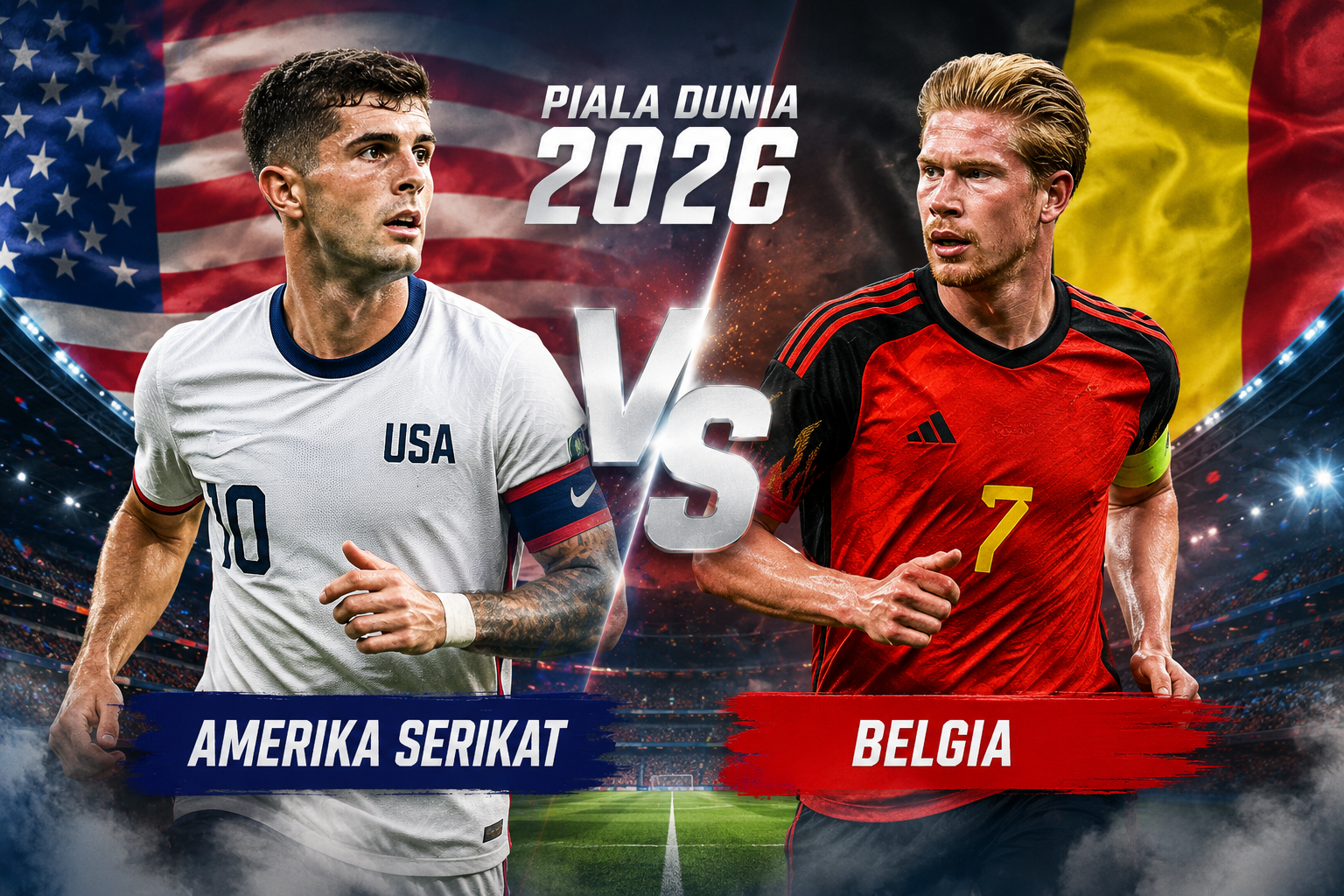 Amerika Serikat vs Belgia Piala Dunia 2026 Besok Jam 07.00 WIB Saksikan Streaming Bersama Score808TV Pertandingan Bergengsi Menuju Delapan Besar Piala Dunia