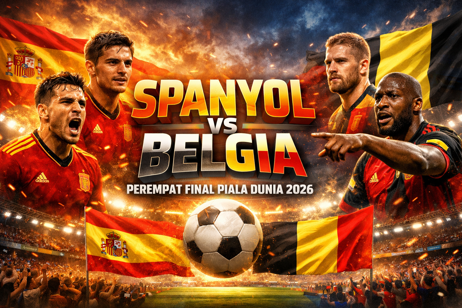 Score808TV Streaming Spanyol vs Belgia Perempat Final Piala Dunia 2026 Dini Hari Ini Pukul 02.00 WIB, Pertemuan Bergengsi Demi Tiket Semifinal