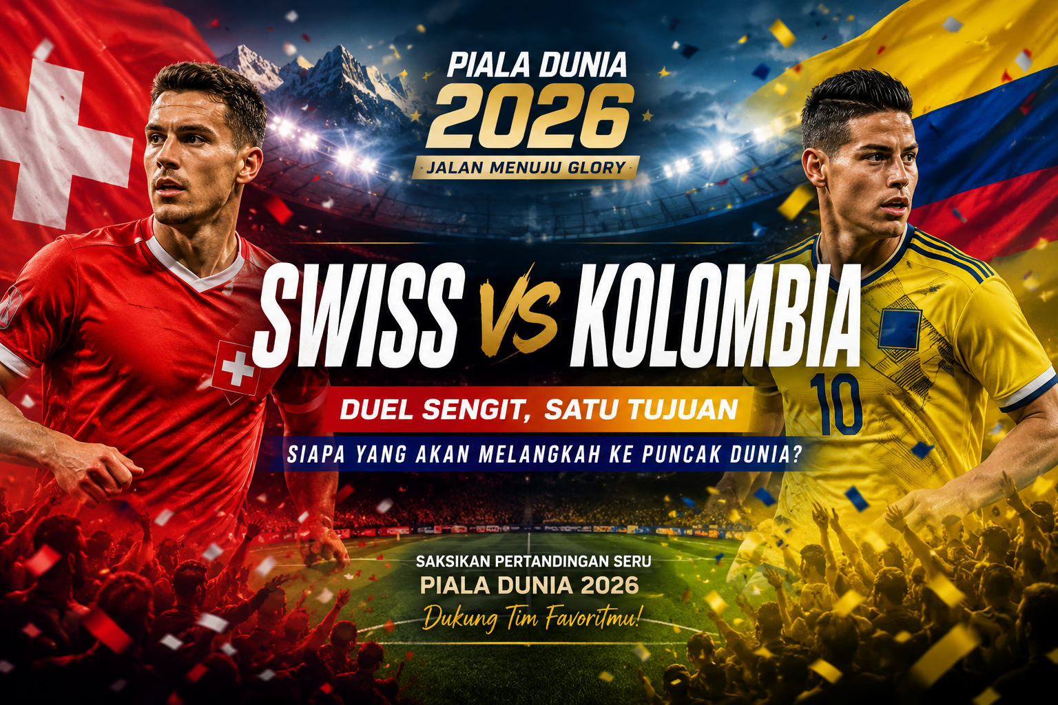 Swiss vs Kolombia Piala Dunia 2026 Dini Hari Ini Pukul 03.00 WIB - Score808TV Sajikan Streaming Duel Sengit yang Menentukan Langkah Kedua Tim